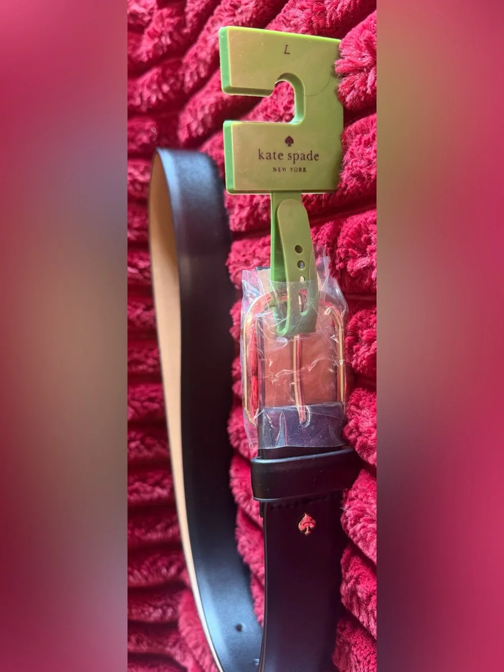 ♠️ kate spade Black Leather Belt with Gold Buckle